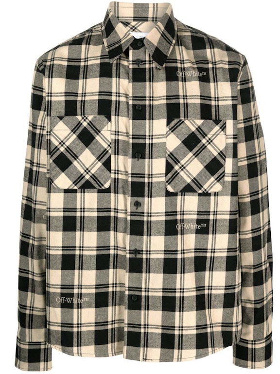 Pre-owned Off-white Check-print Flannel Shirt Light Beige/black