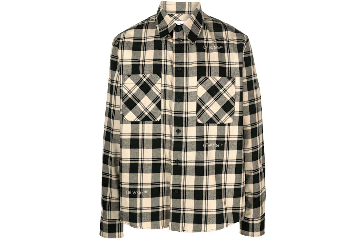Pre-owned Off-white Check-print Flannel Shirt Light Beige/black
