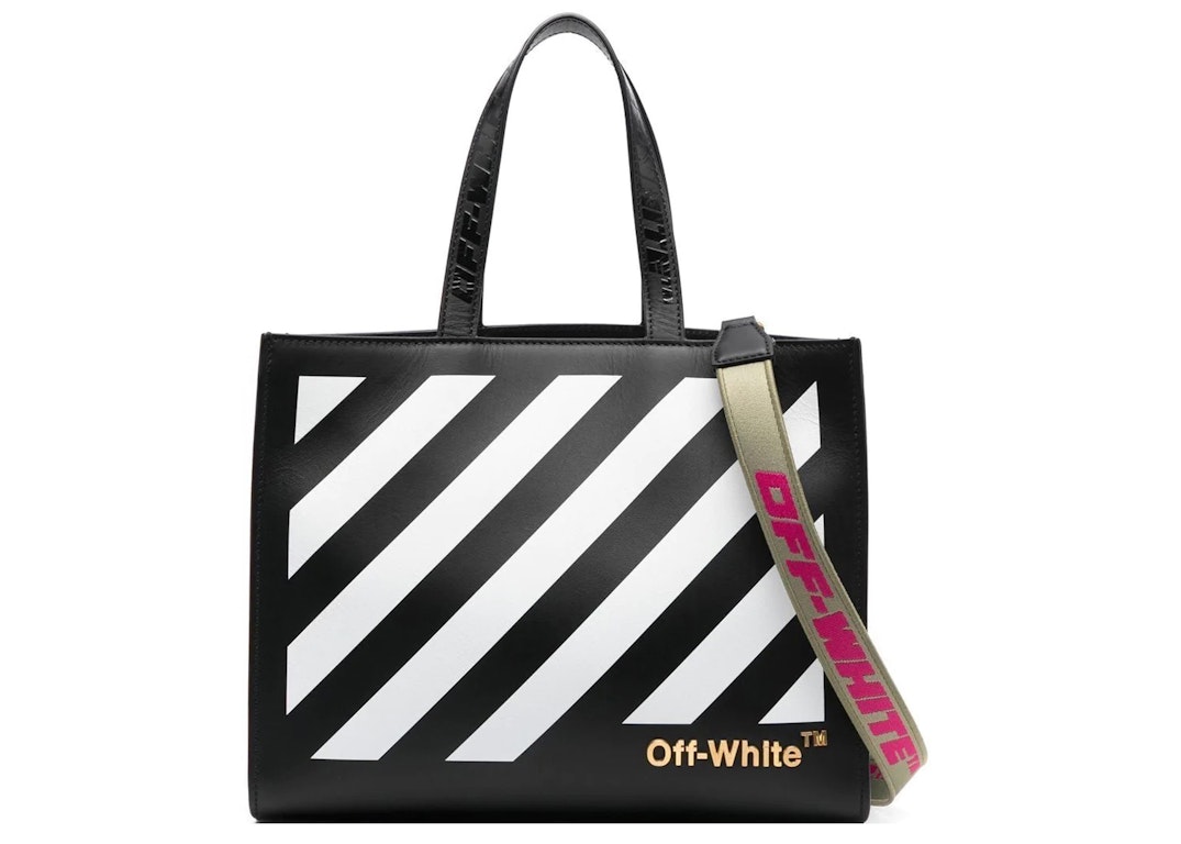Pre-owned Off-white Diag Hybrid Shop 28 Lettering Tote Bag Black/white