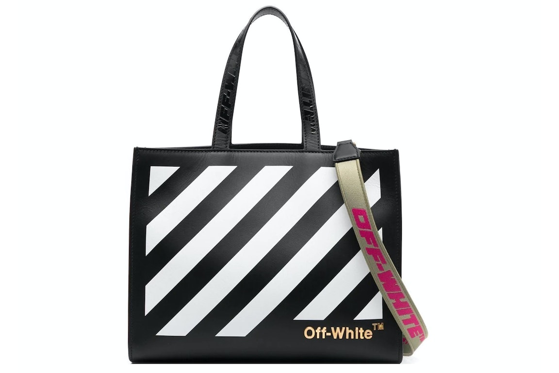 Pre-owned Off-white Diag Hybrid Shop 28 Lettering Tote Bag Black/white
