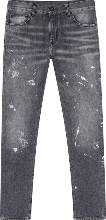 Pre-owned Off-white Diag Outline Paint Skinnt Jean Vintage Grey/white