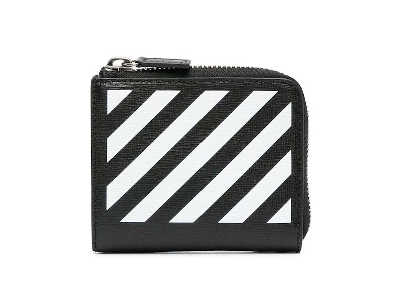 Off-White Diag Print (4 Card Slot) Zip Wallet Black/White