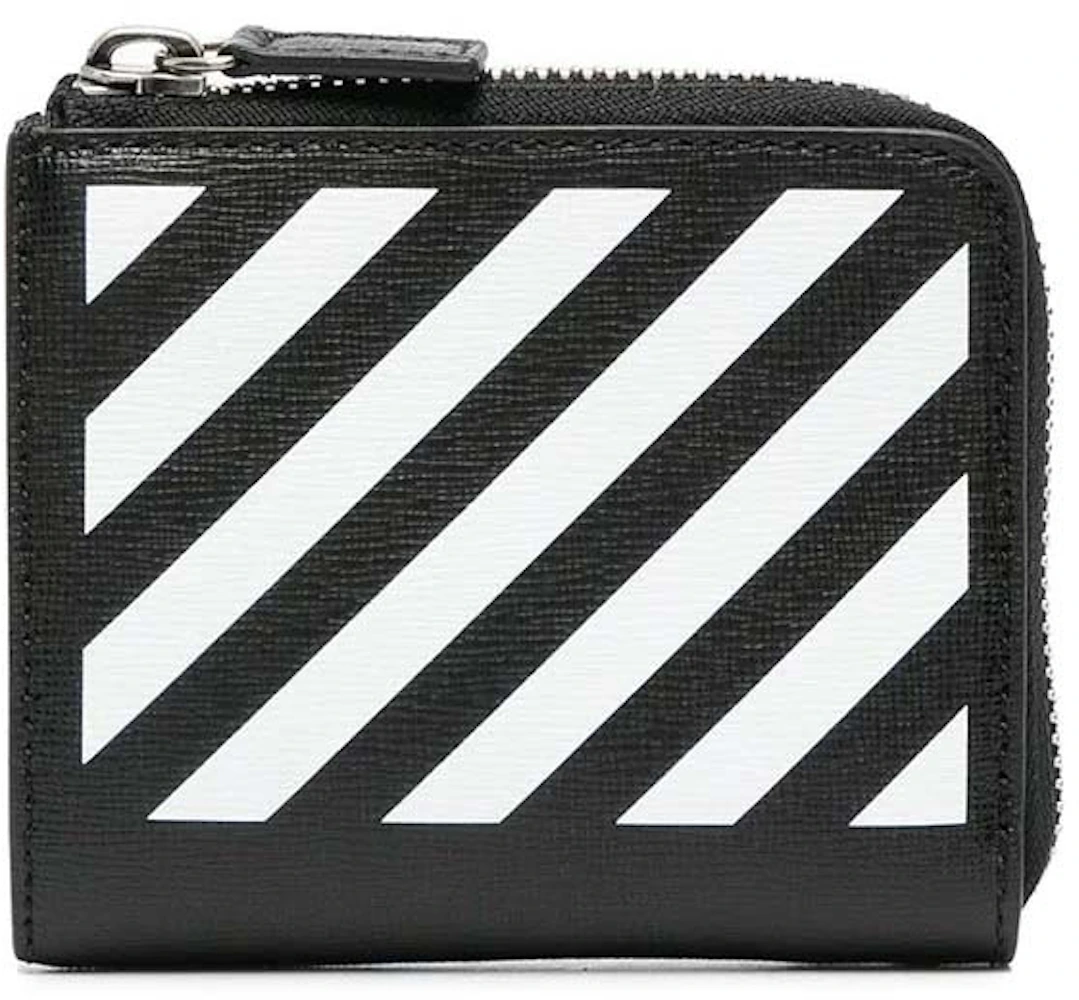 Off-White Diag Print (4 Card Slot) Zip Wallet Black/White in Leather ...