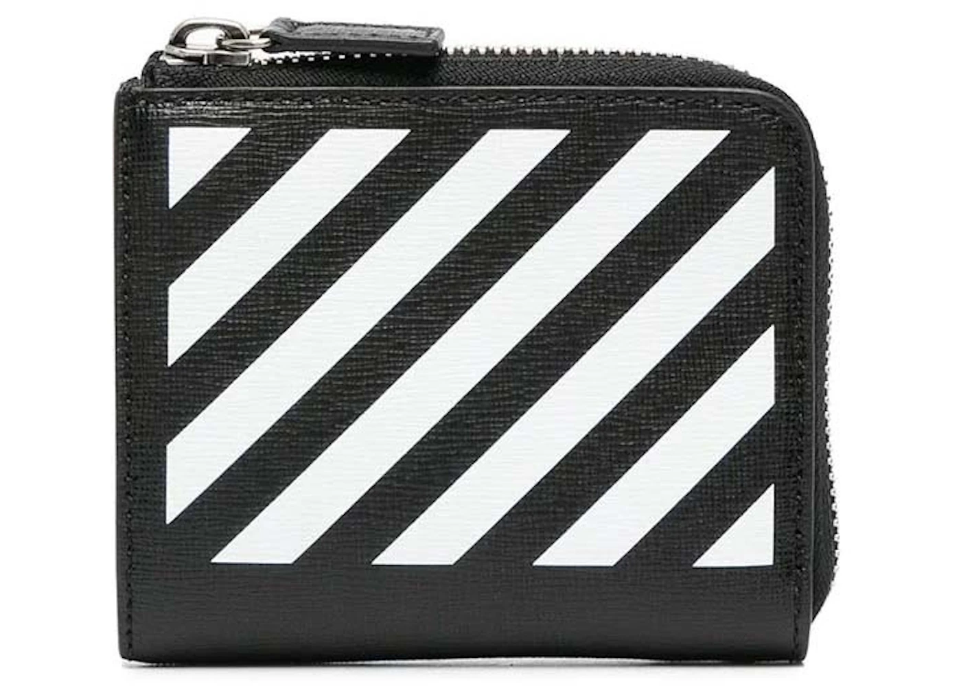 Off-White Diag Print (4 Card Slot) Zip Wallet Black/White in Leather ...