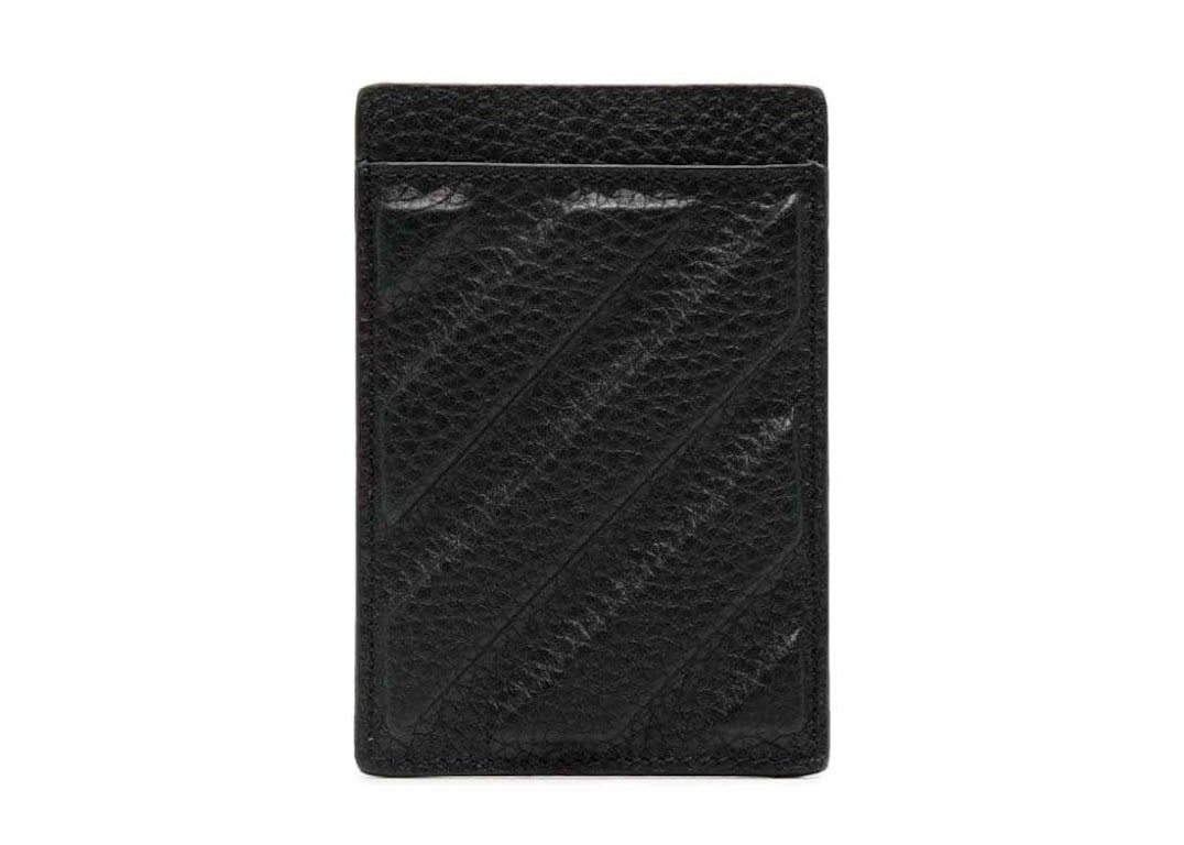 Pre-owned Off-white Diag-stripe Leather Card Holder Black