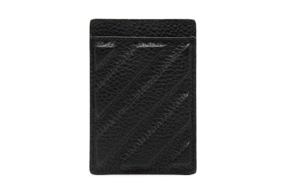 Pre-owned Off-white Diag-stripe Leather Card Holder Black