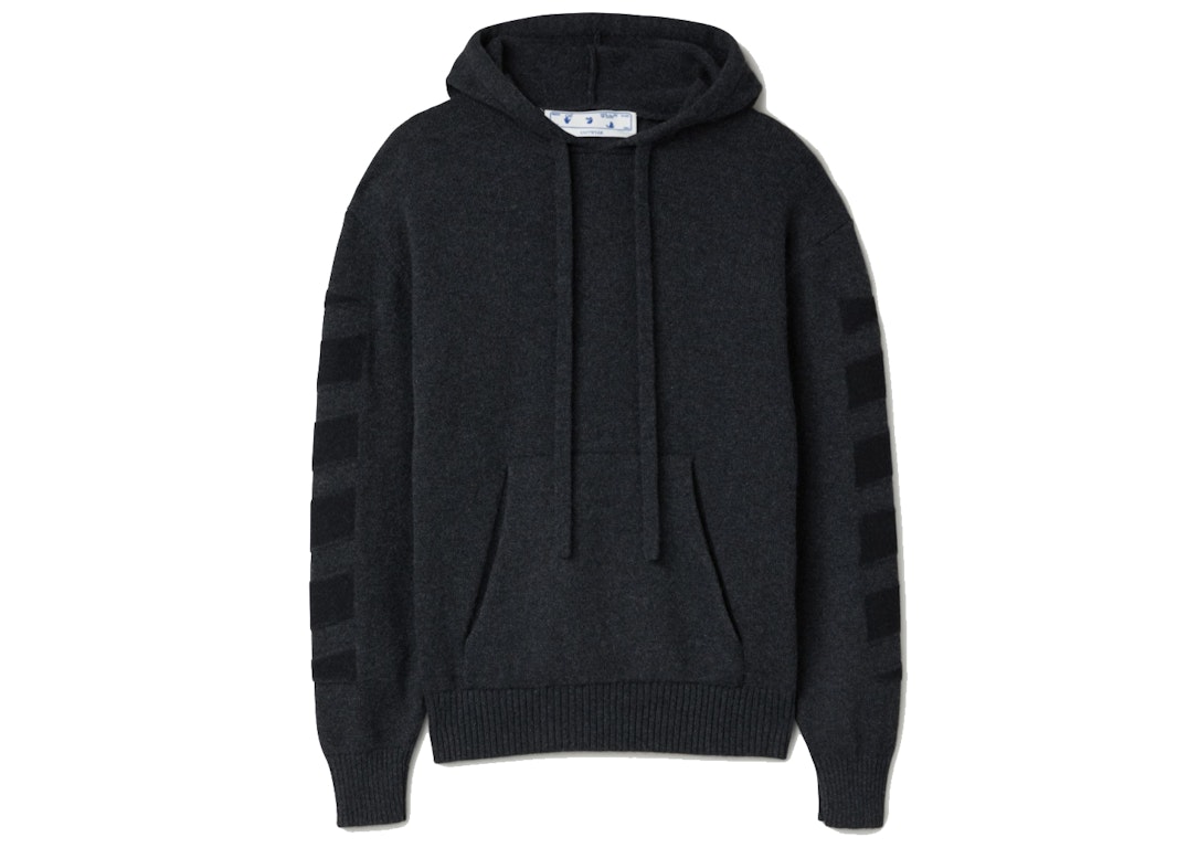 Pre-owned Off-white Diagonal Cashmere Hoodie Dark Grey