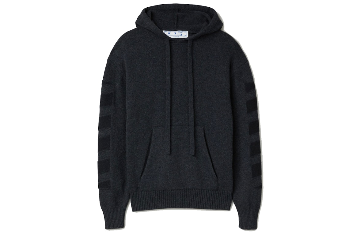 Pre-owned Off-white Diagonal Cashmere Hoodie Dark Grey