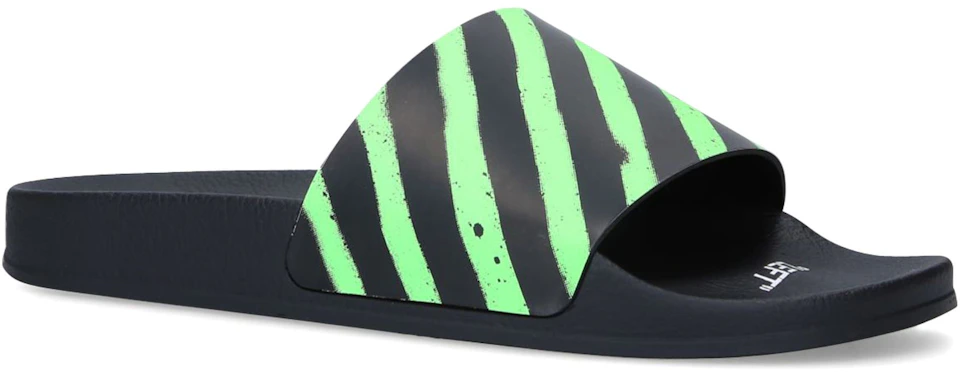 Diagonal Stripe Slides Green -