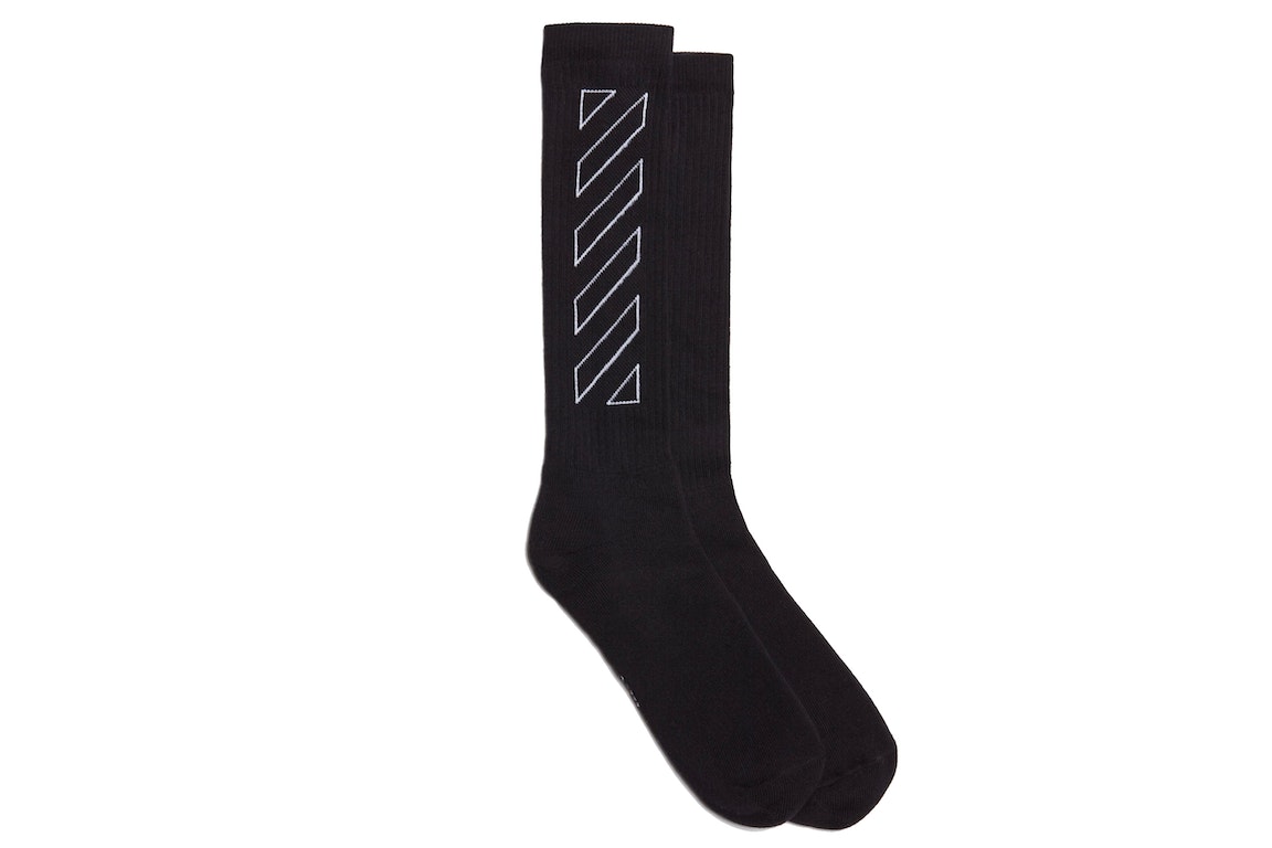 Pre-owned Off-white Diagonals Mid Socks Black/white Outline