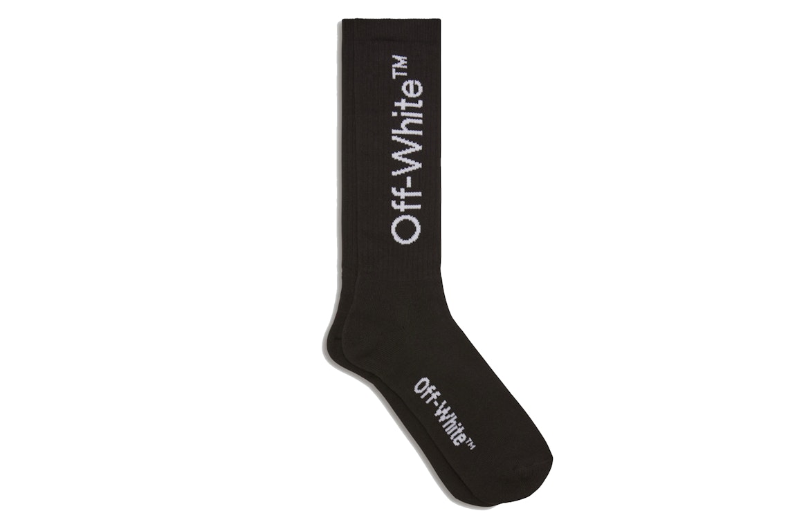 Pre-owned Off-white Diagonals Mid Socks Black/white