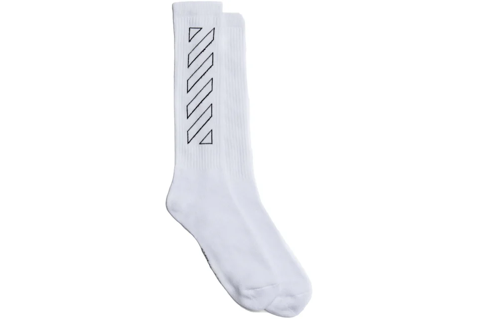 OFF-WHITE Diagonals Mid Socks White/Black Outline