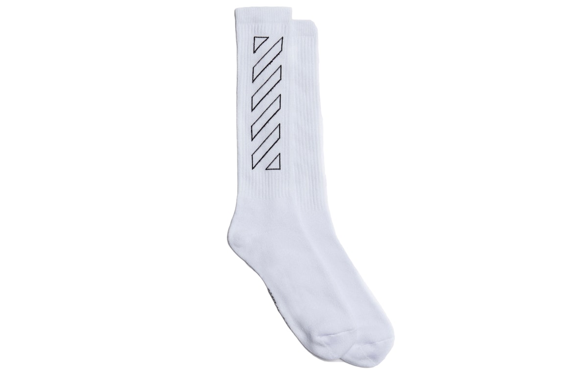 Pre-owned Off-white Diagonals Mid Socks White/black Outline
