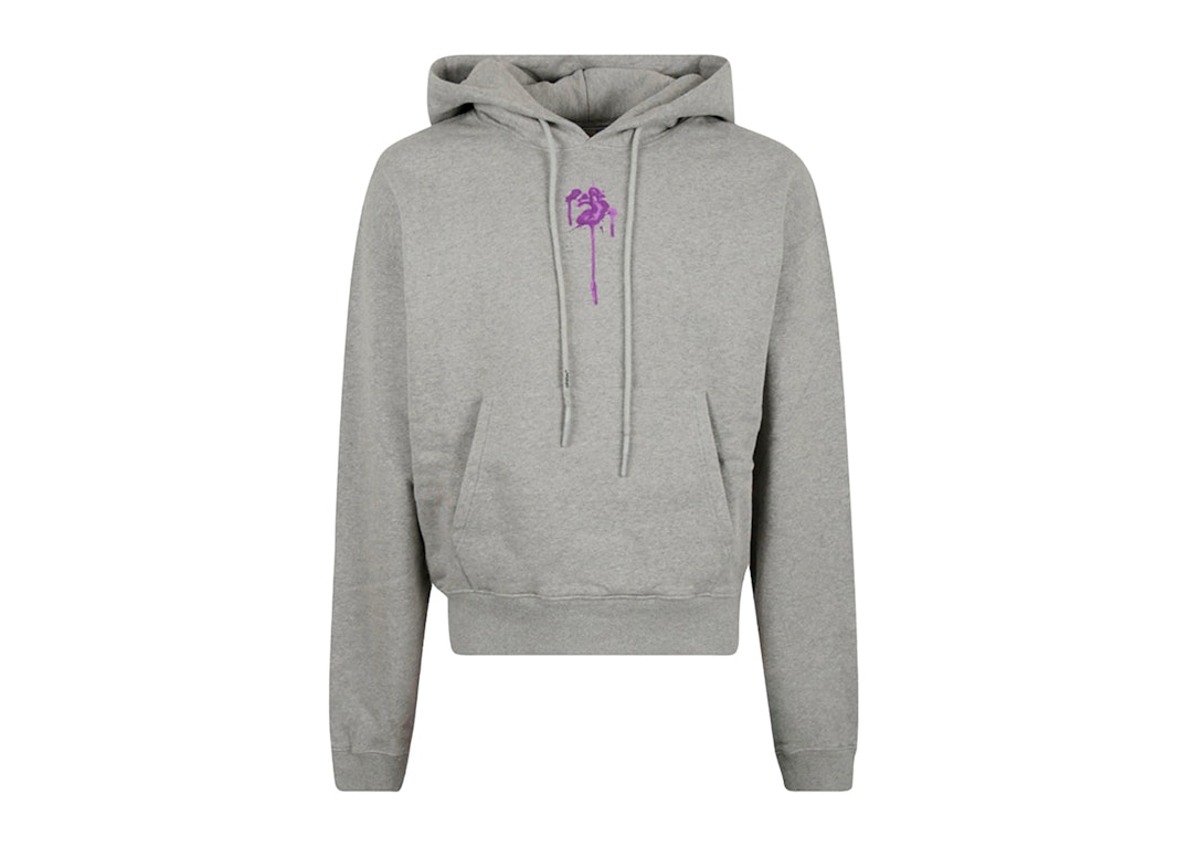 Pre-owned Off-white Dripped Ow Logo Over Hoodie Melange Grey/purple