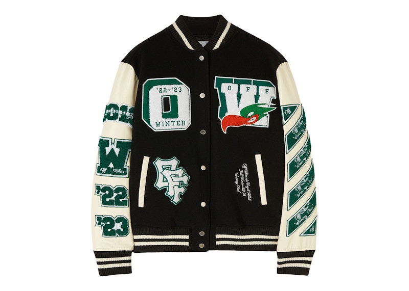 Pre-owned Off-white Women's Off Embr Patches Woman Varsity In Black/green/white In Multi
