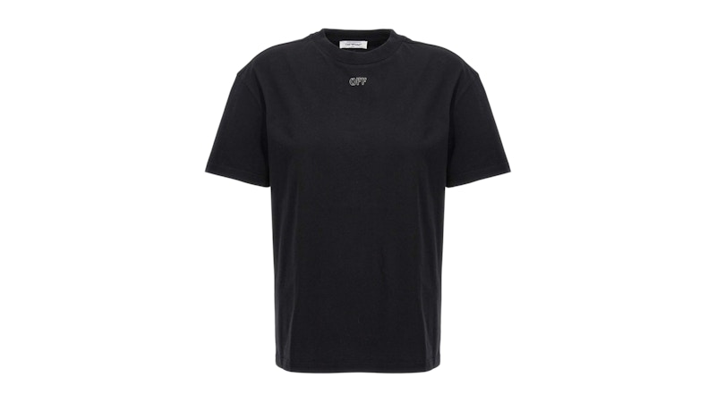 【関税&送料込み】Off-White 'Stitch Arrow' Black Cotton T- OFF-WHITE Embroidered Stitch Arrow T-Shirt Black メンズ
