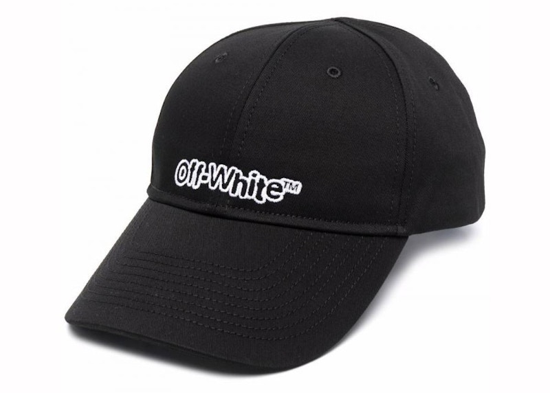 OFF-WHITE Bookish Logo Embroidered OBaseball Velcro Strapback Cap Black/White