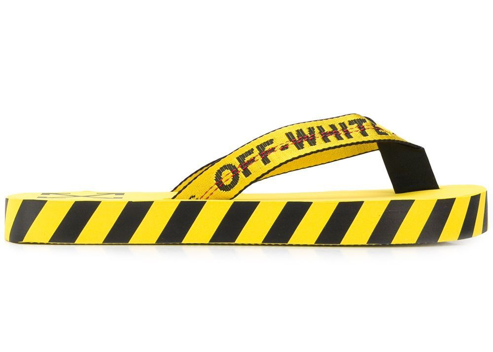 off white flip flops yellow