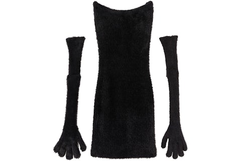 OFF-WHITE Fuzzy Gloves Mini Dress Black - FW22 - US OFF-WHITE Fuzzy Gloves Mini Dress Black - FW22 - US