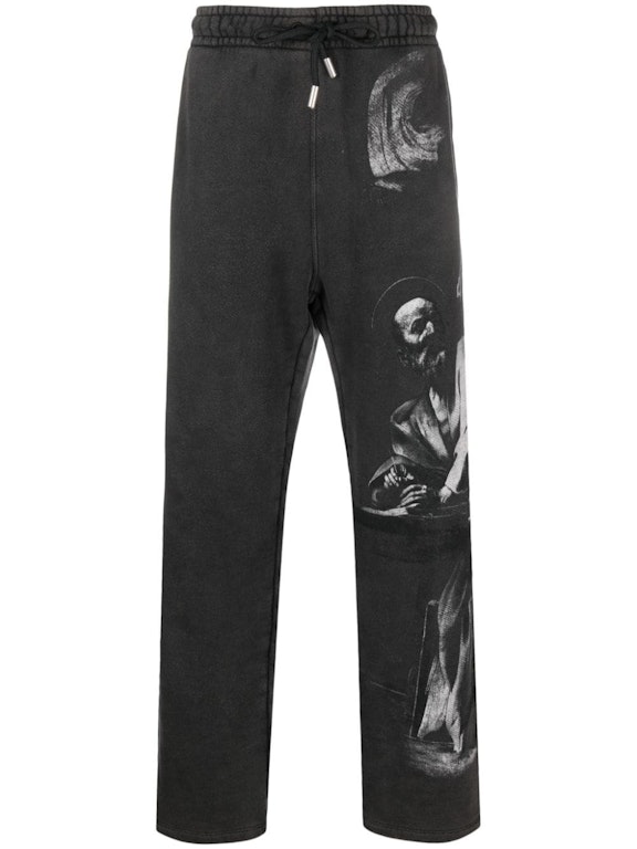 Pre-owned Off-white Graphic-print Track Pants Black