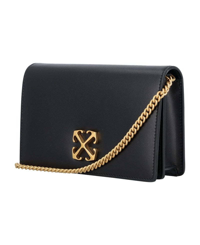 Off White Jitney 0.5 Wallet On Chain Black in Calfskin Leather