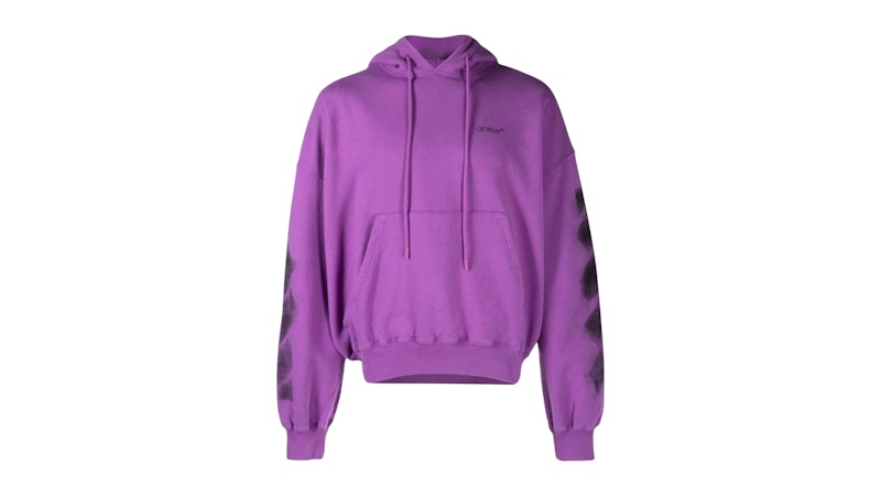 Off White Hand Arrow Design Boxy Fit Purple Oversized Hoodie main image 0
