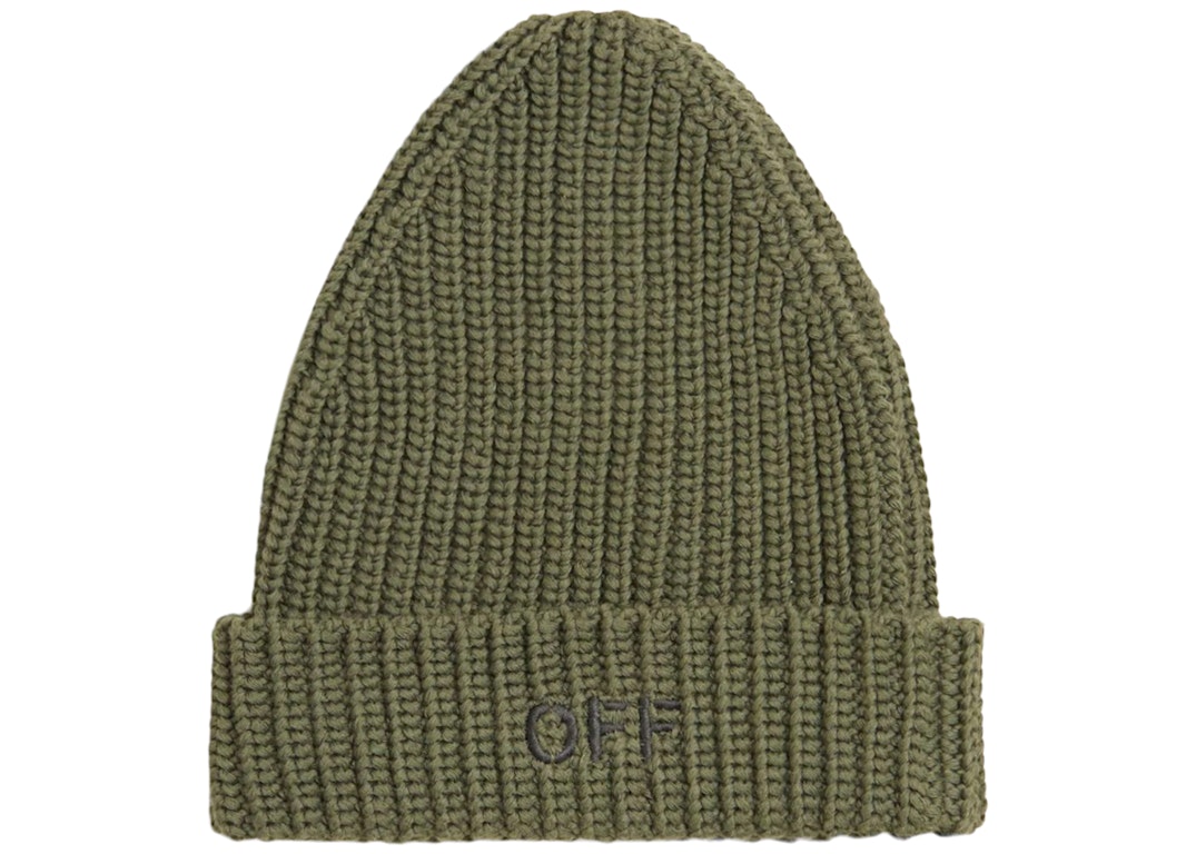 Pre-owned Off-white Kids Stamp Beanie Military Green