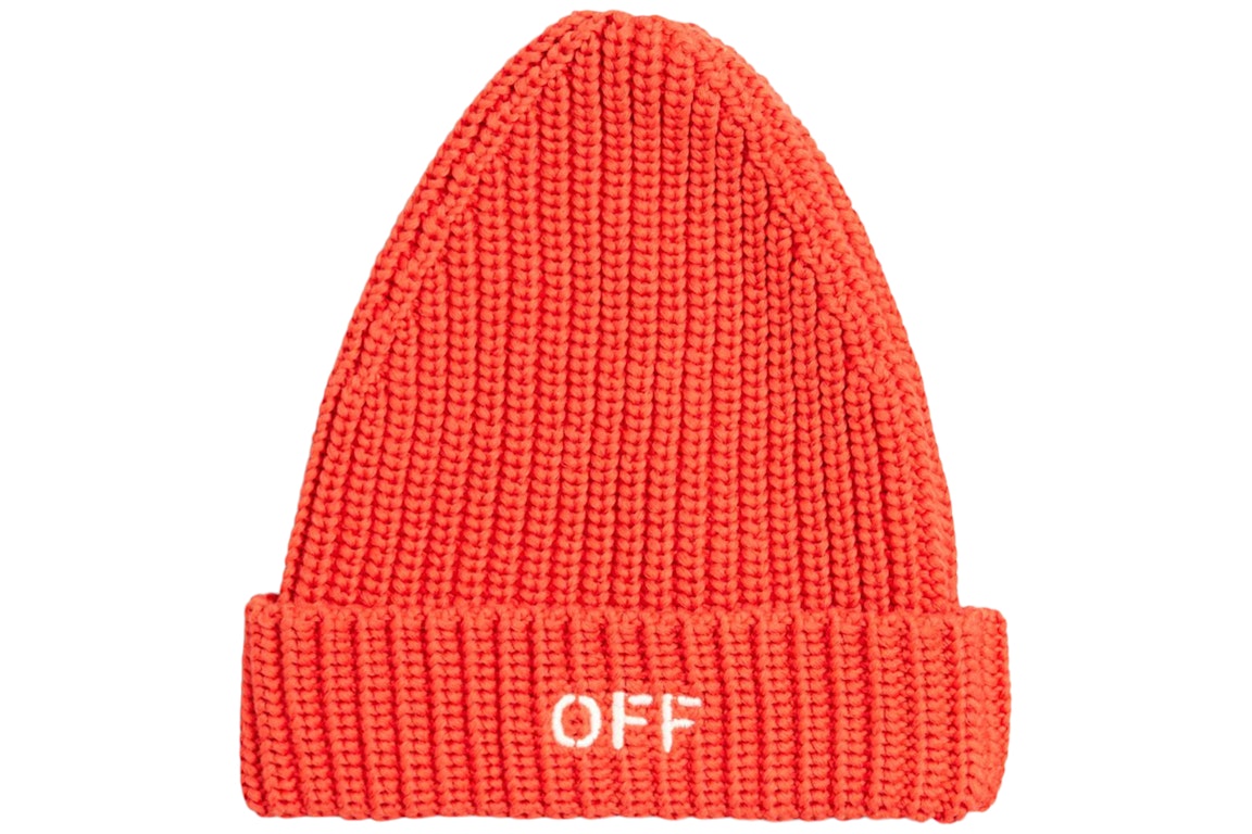 Pre-owned Off-white Kids Stamp Beanie Red