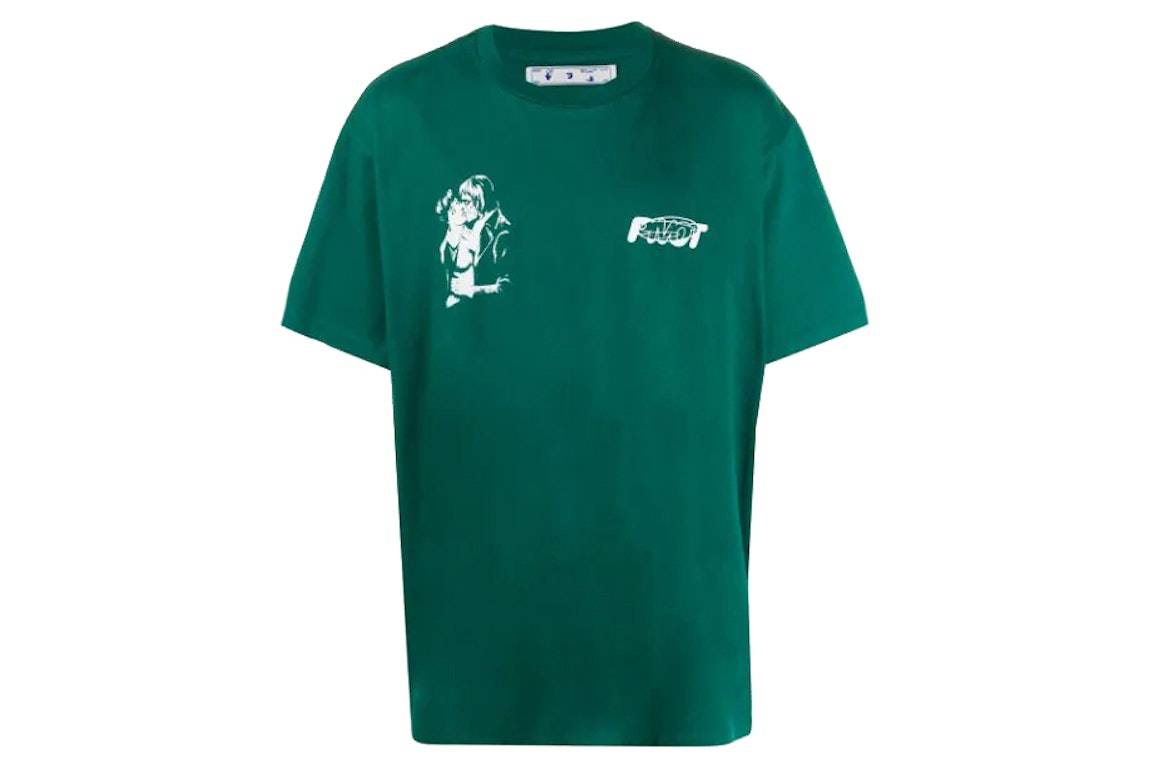 Pre-owned Off-white Kiss 21 Logo Print Over-fit T-shirt Green
