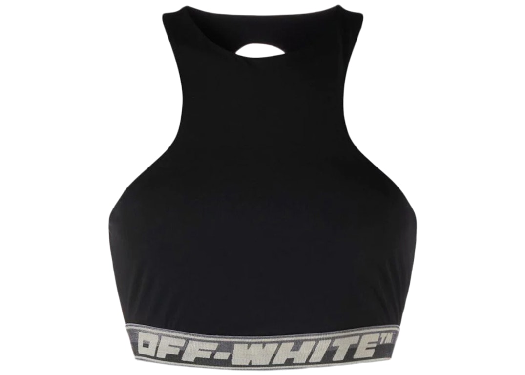 Pre-owned Off-white Logo-band Sports Bra Black