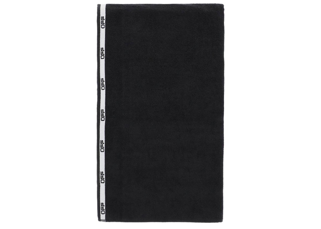 Pre-owned Off-white Logo Embroidered Swim Towel Black