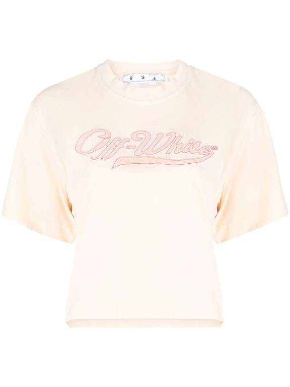 Pre-owned Off-white Logo-embroidered T-shirt Light Pink
