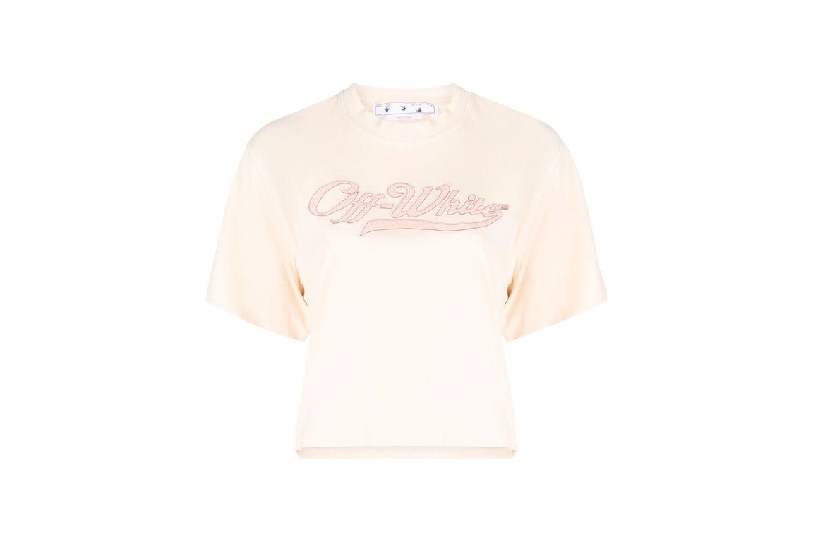 Pre-owned Off-white Logo-embroidered T-shirt Light Pink