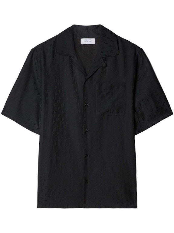 Pre-owned Off-white Logo-jacquard Camp-collar Shirt Black