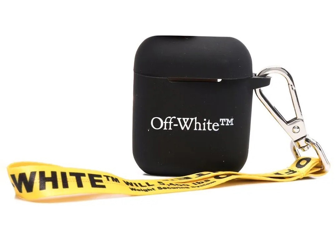 Pre-owned Off-white Logo Print Airpods Strap Case Black/white