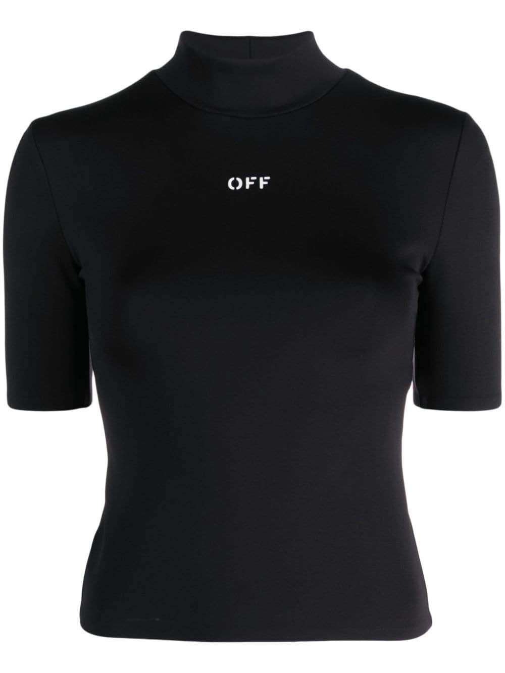 OFF-WHITE Logo-Print Mock-Neck Top Black - FW23 - US
