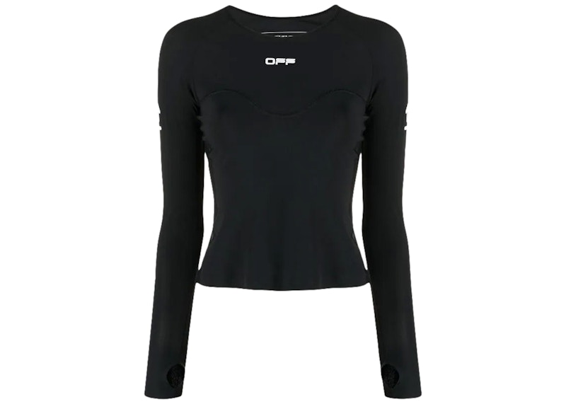 Pre-owned Off-white Women's Offwhite Logoprint Performance Top In Black