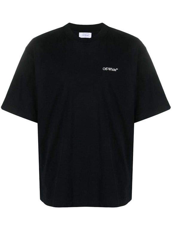 Pre-owned Off-white Logo-print Short-sleeve T-shirt Black