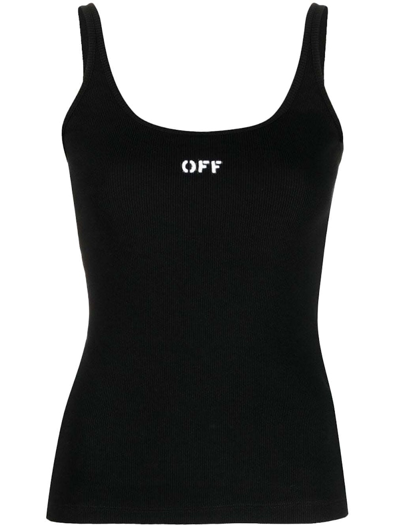 Pre-owned Off-white Women's Offwhite Logoprint Sleeveless Top In Black