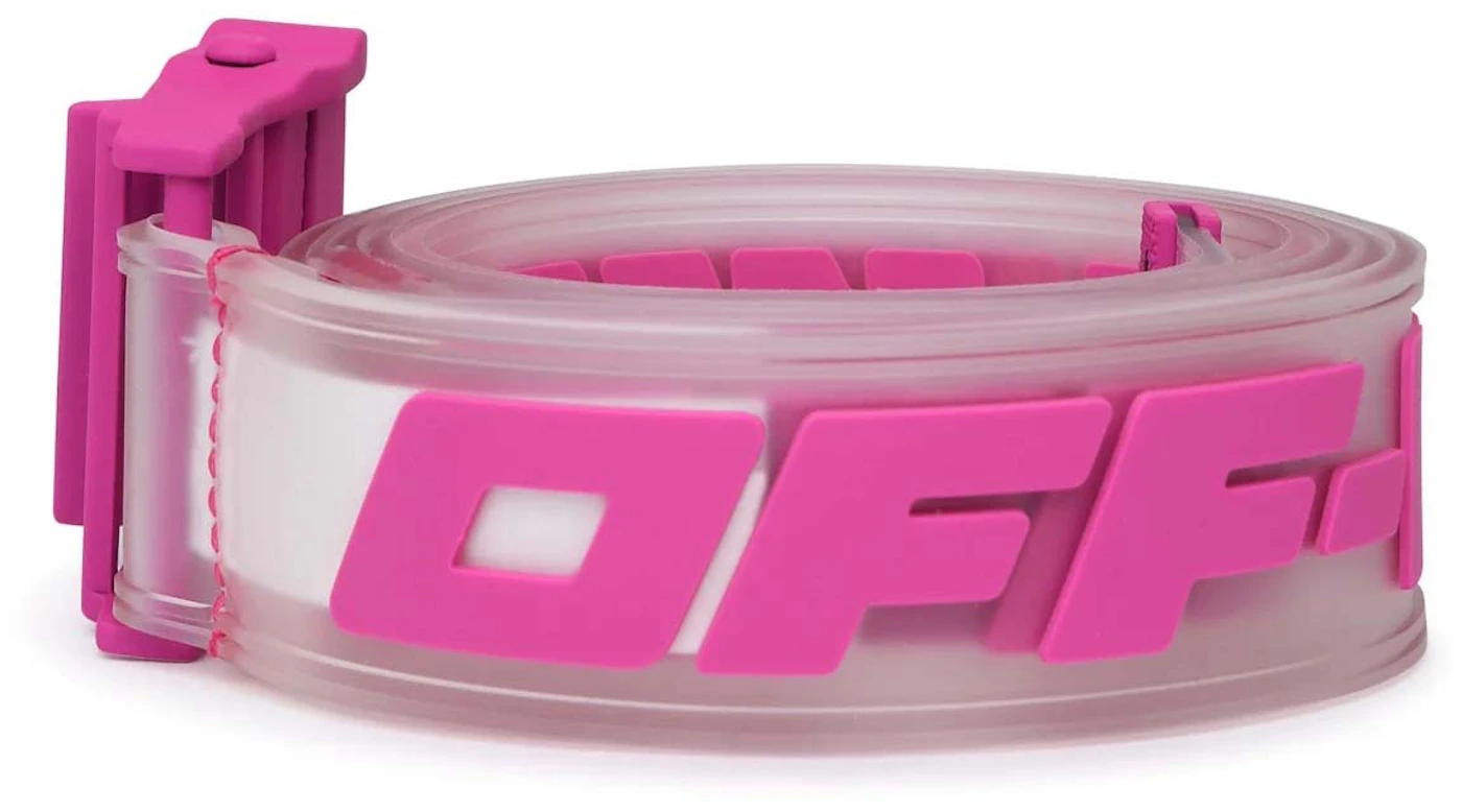 Off-White Logo Printed Industrial Buckle PVC Belt Fushia Pink in PVC ...