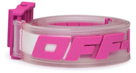 Off-White Logo Printed Industrial Buckle PVC Belt Fushia Pink