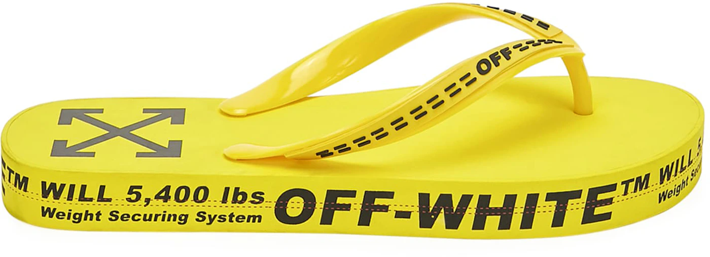 Off-White™ Flip Flops Slides Yellow Black Stripes Men’s Size 44 EU 