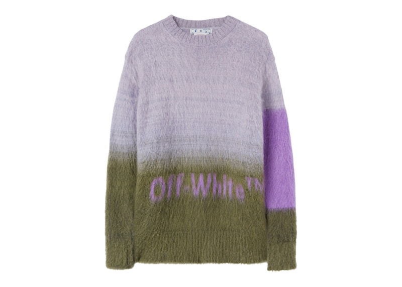 Pre-owned Off-white Women's Offwhite Mohair Helvetica Logo Crewneck Sweatshirt In Violet/green