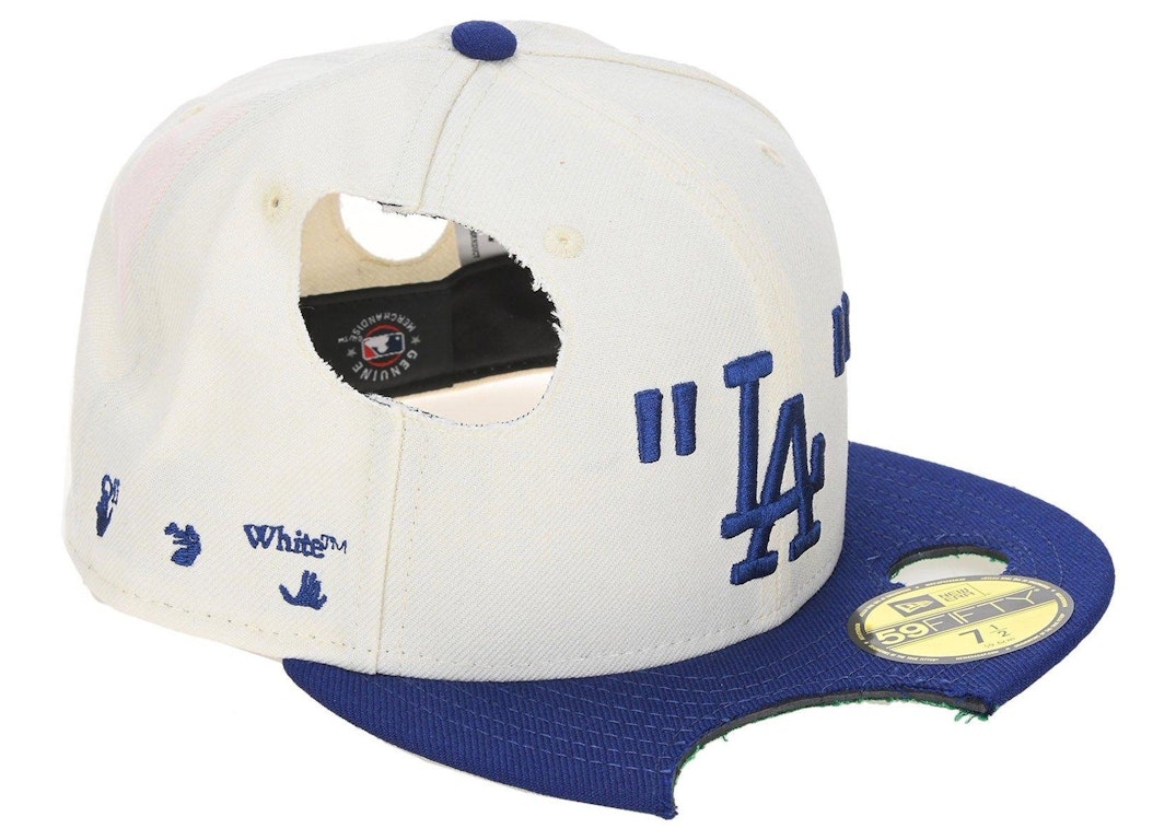 Pre-owned Off-white New Era La Dodgers Fitted Hat Cream/blue