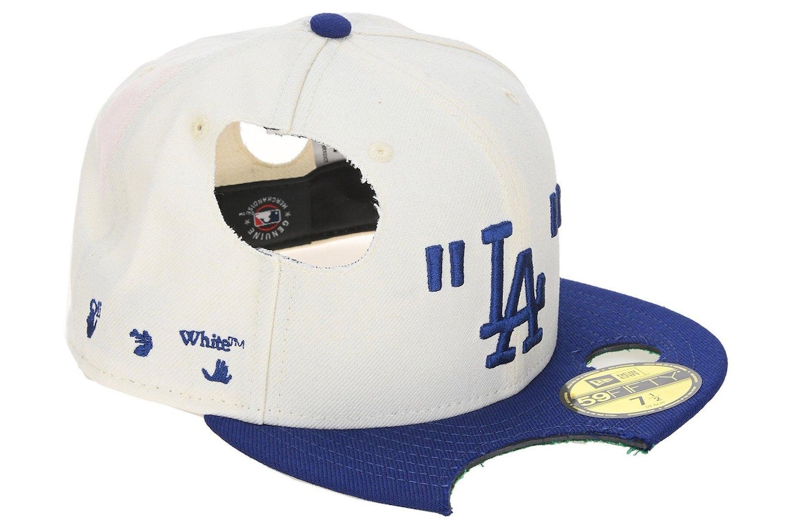 Pre-owned Off-white New Era La Dodgers Fitted Hat Cream/blue