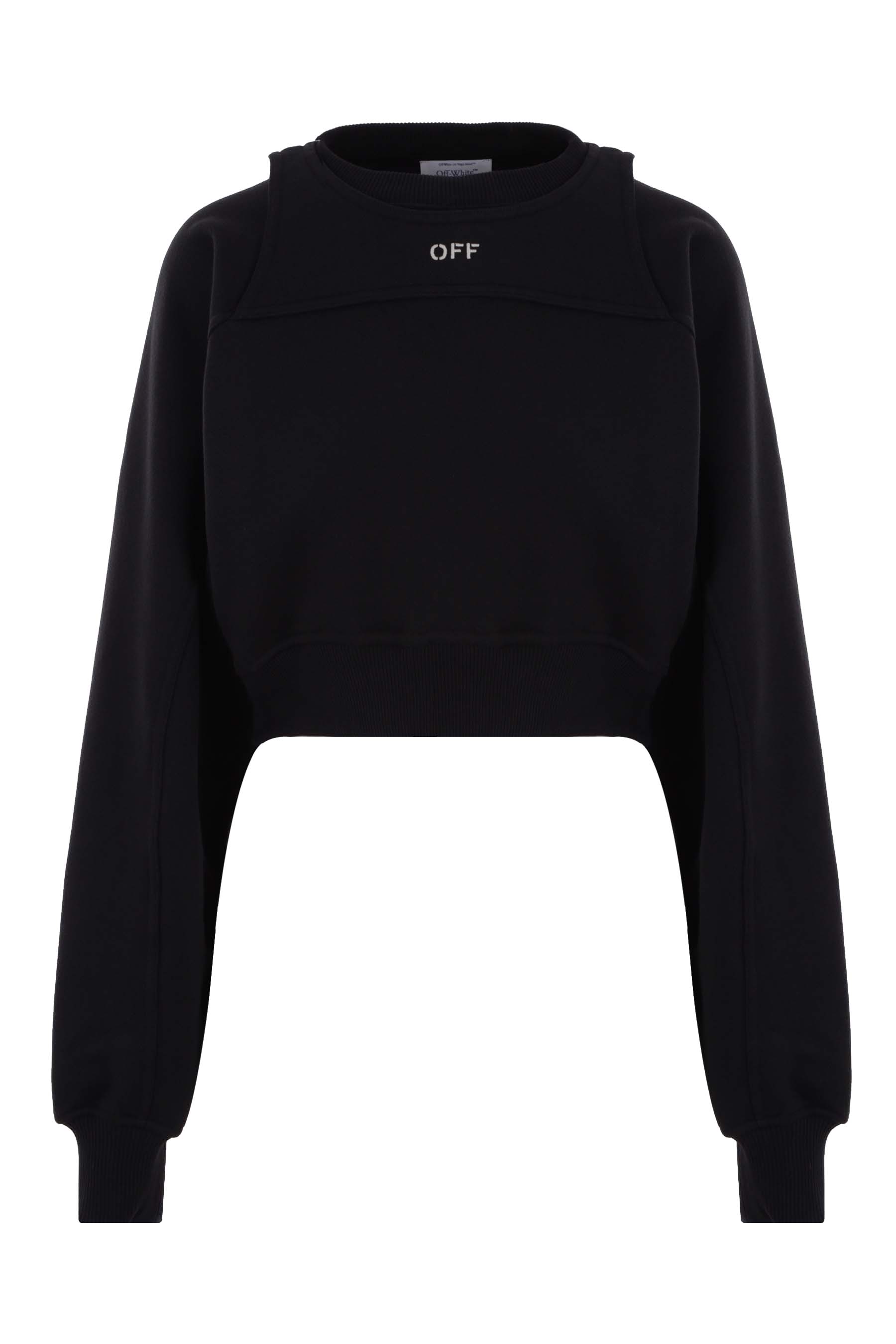 OFF-WHITE Off Jersey Cropped Sweatshirt with Bolero Insert Black