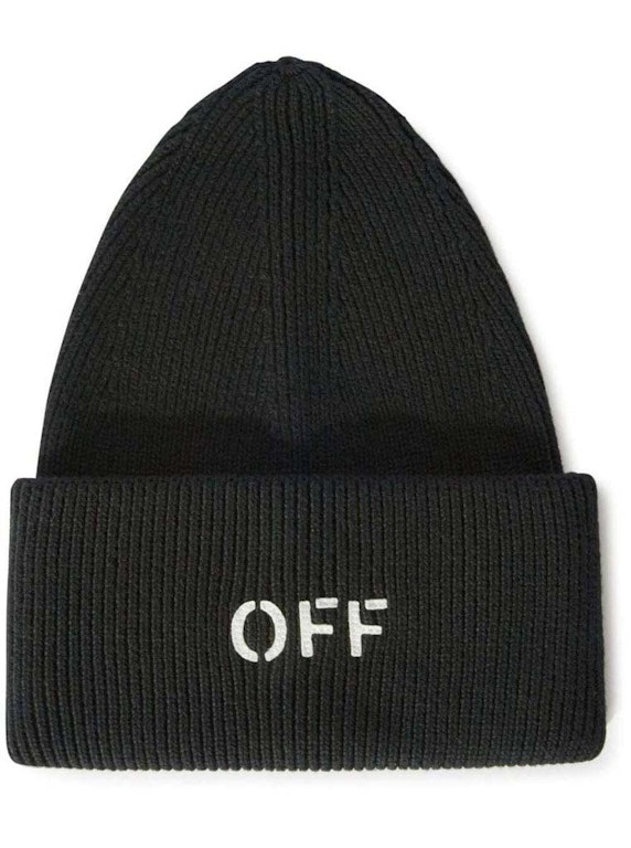 Pre-owned Off-white Off Stamp Knit Beanie Black/white