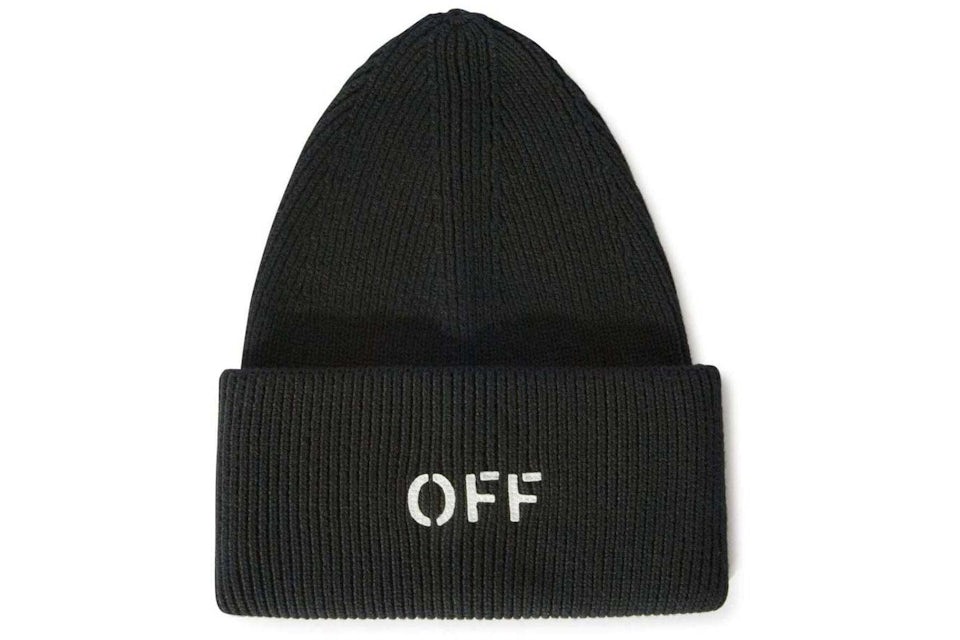 Black off white beanie Clearance