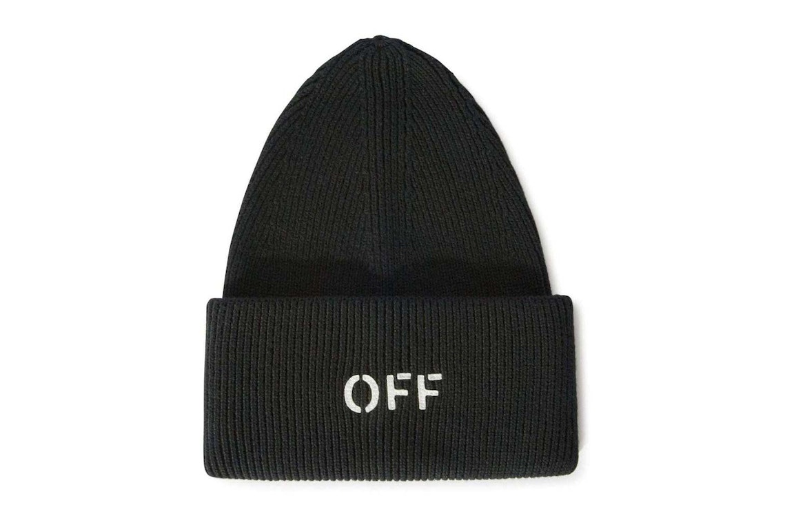 Pre-owned Off-white Off Stamp Knit Beanie Black/white