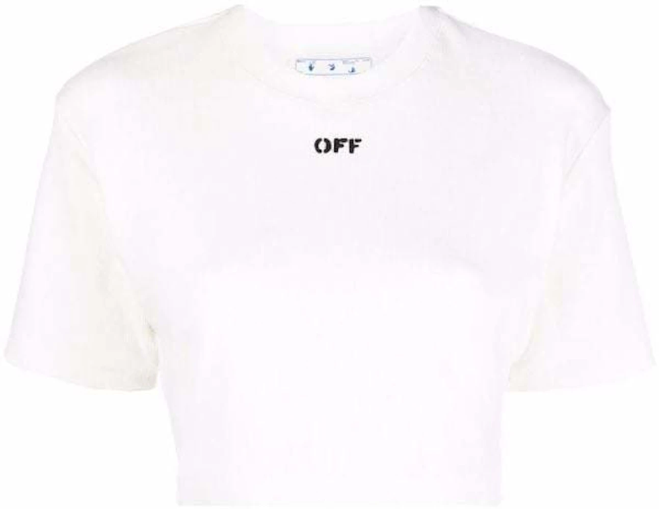 OFF-WHITE Off Stamp Ribbed Cropped Tee White/Black - FW22 - US